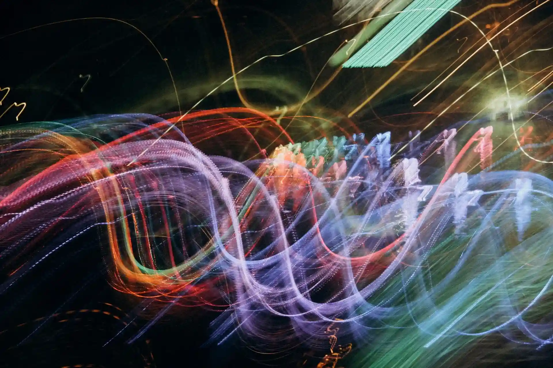 Abstract colored light waves representing sound technology