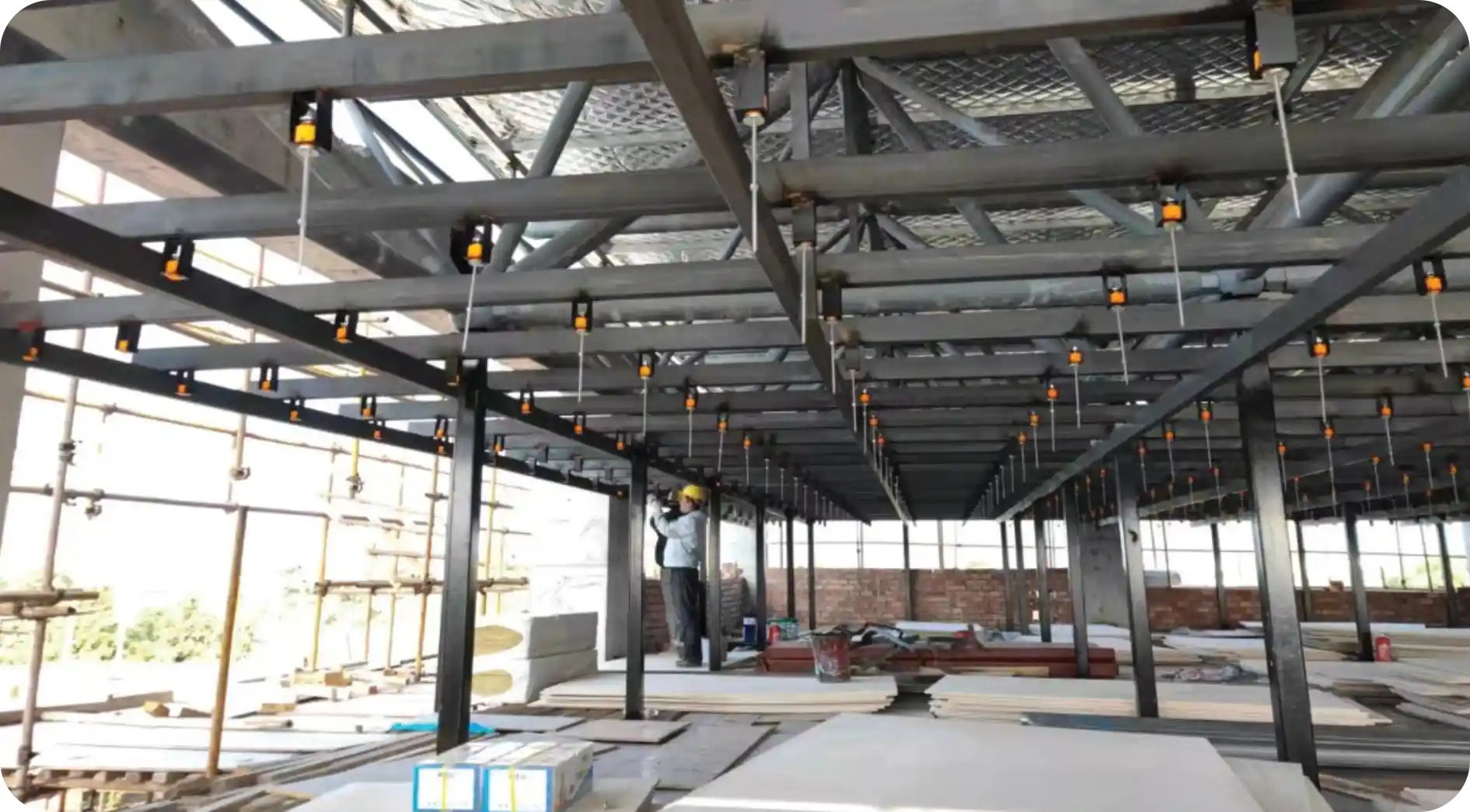 SG-CD50 ceiling installation on steel framework