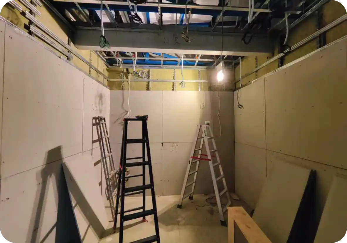 Completed acoustic treatment installation