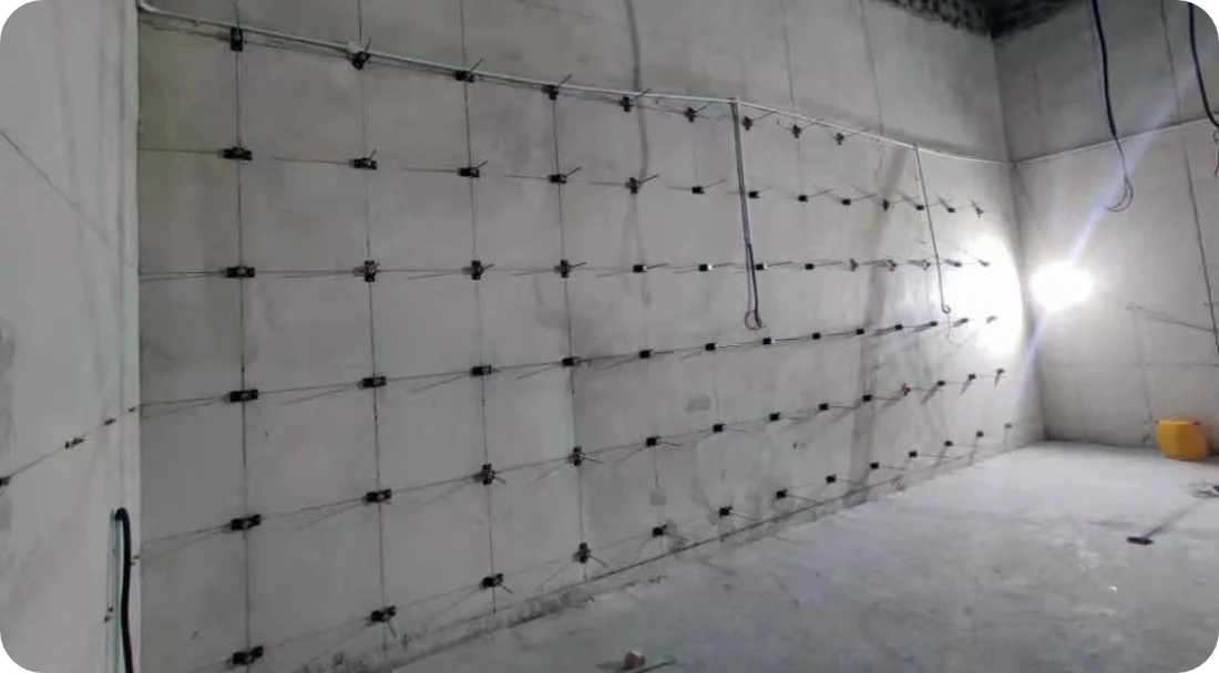 Multiple SG-WD50 dampers installed on wall studs