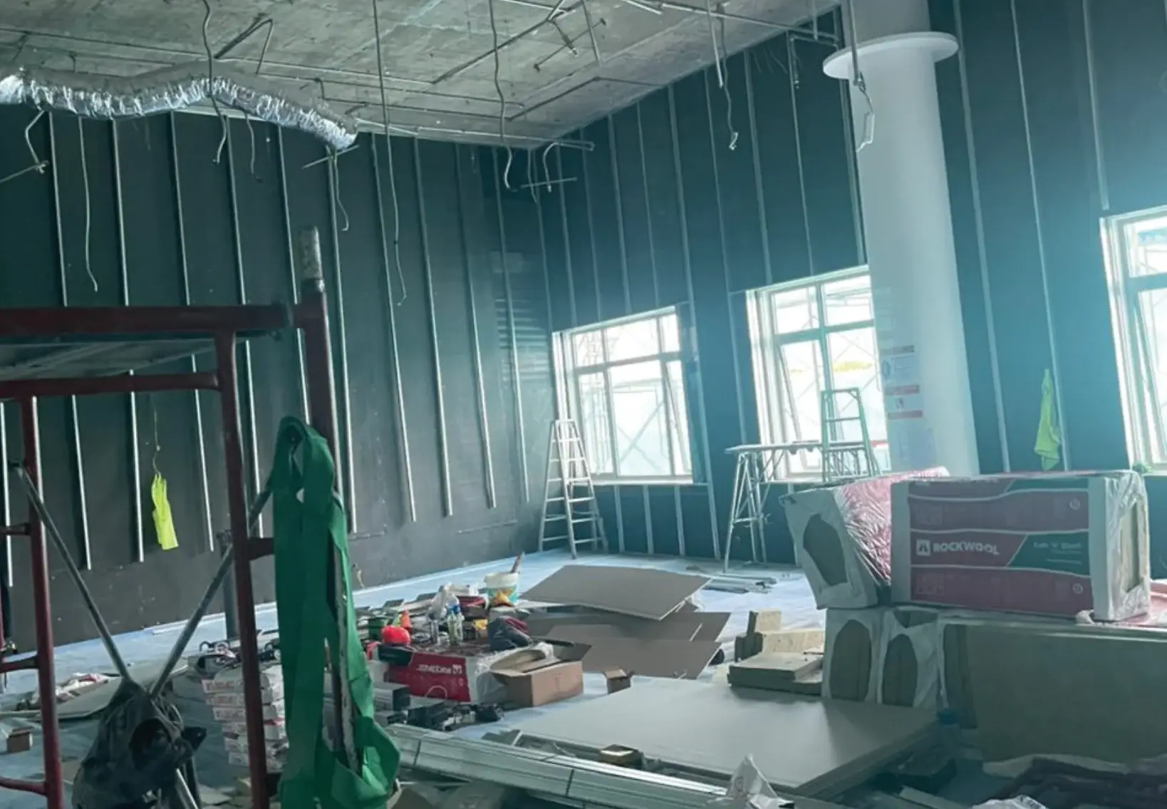 Acoustic panel installation at ISKL middle school